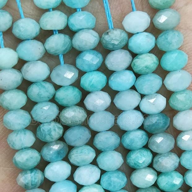 Natural Green Amazonite Beads Faceted Rondelle