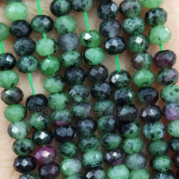 Natural Ruby Zoisite Beads Green Faceted Rondelle