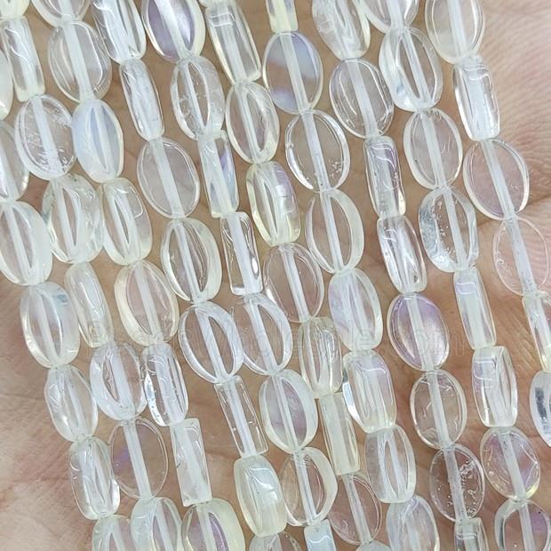 Synthetic Quartz Oval Beads Clear