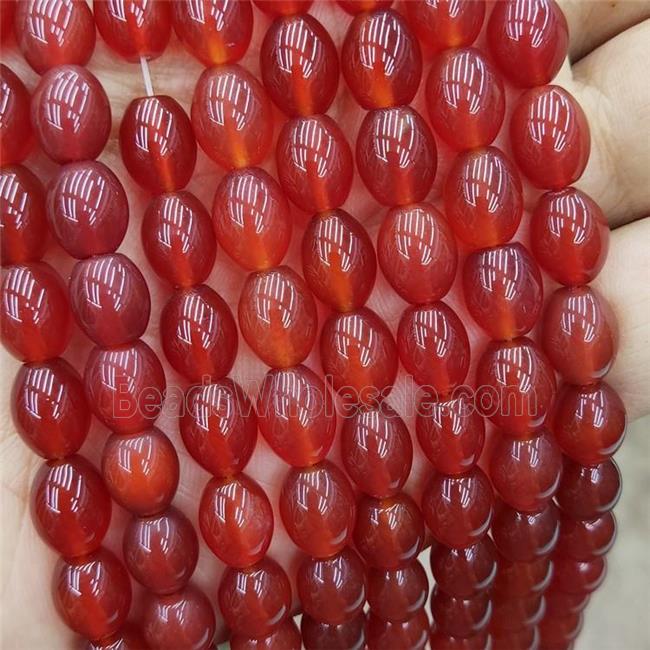 Natural Agate Rice Beads Red Dye