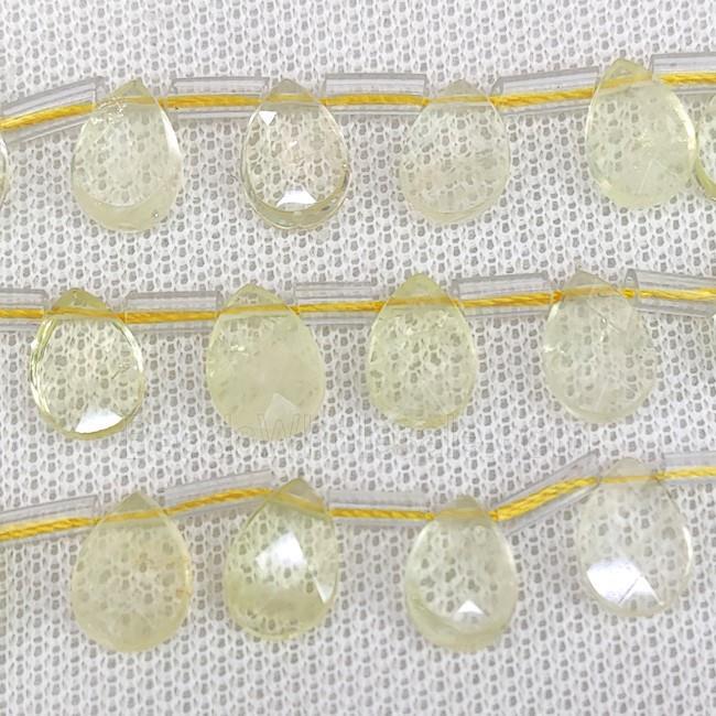 Natural Lemon Quartz Beads Faceted Teardrop Topdrilled
