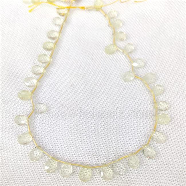 Natural Lemon Quartz Beads Faceted Teardrop Topdrilled