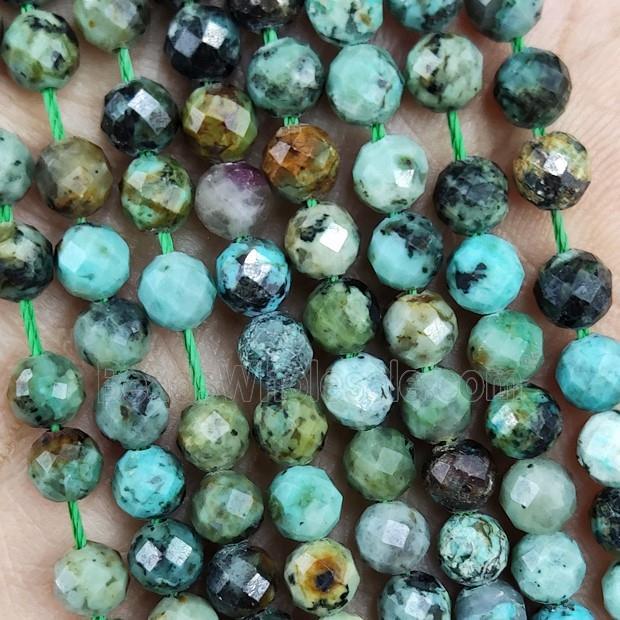 African Turquoise Beads Green Faceted Round