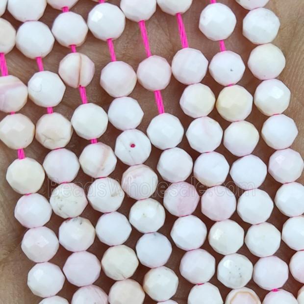 Shell Beads Lt.pink Faceted Round