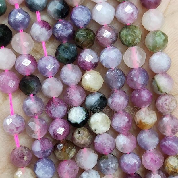Natural Tourmaline Beads Multicolor Faceted Round