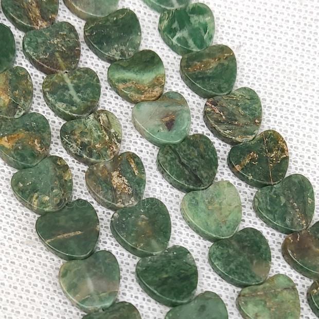 Green African Chrysoprase Heart Beads
