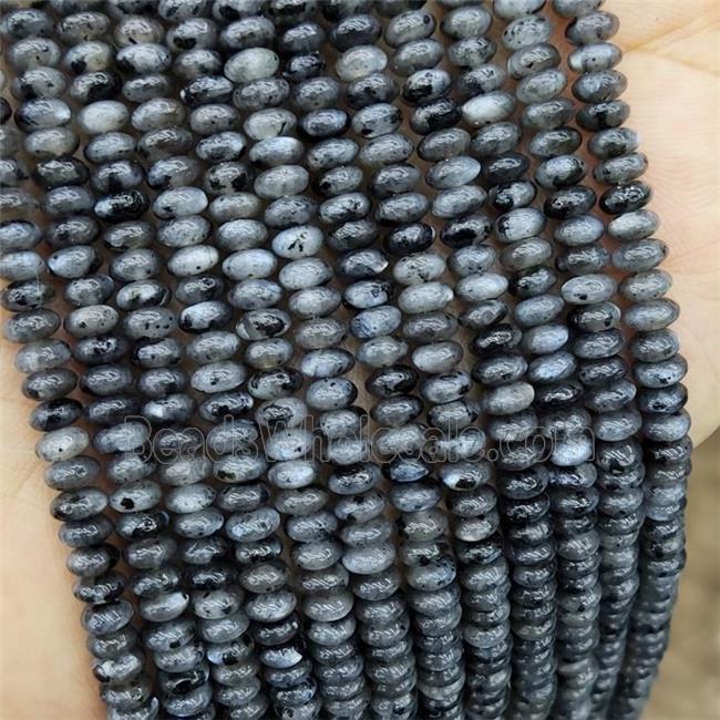 Natural Black Larvikite Beads Labradorite Smooth Rondelle