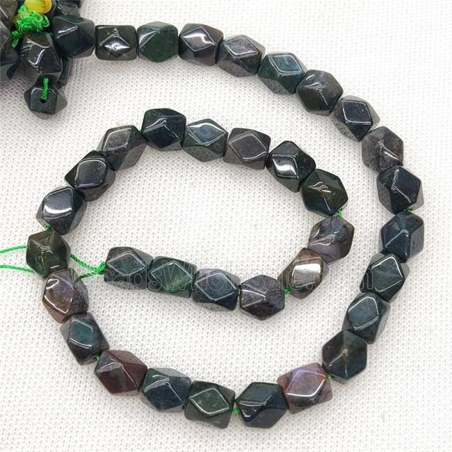 Natural Ocean Agate Beads Freeform Faceted Green