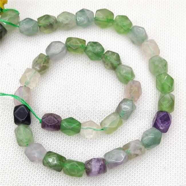 Natural Fluorite Beads Freeform Faceted Multicolor