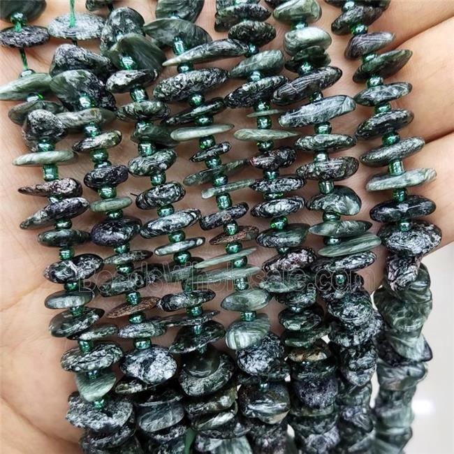 Natural Green Charoite Spacer Beads Freeform Chips