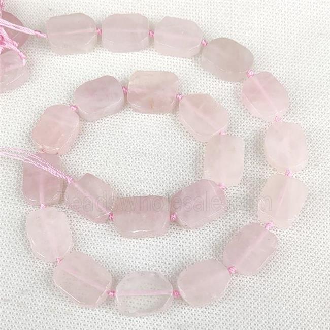 Natural Pink Rose Quartz Rectangle Beads
