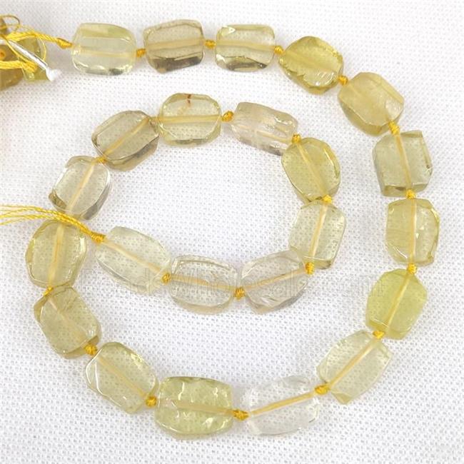 Natural Lemon Quartz Rectangle Beads