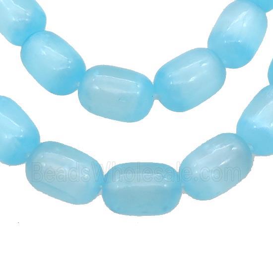 Selenite Beads Blue Dye Barrel