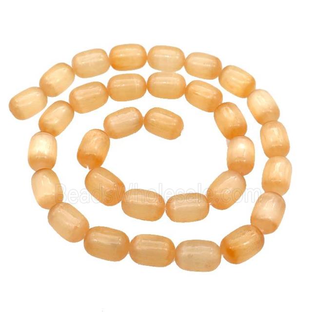 Selenite Beads Orange Dye Barrel