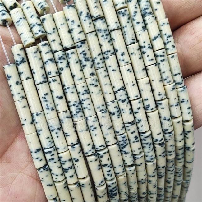 Beige Yellow Ceramics Tube Beads