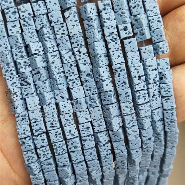 Rock Lava Cube Beads Blue Dye