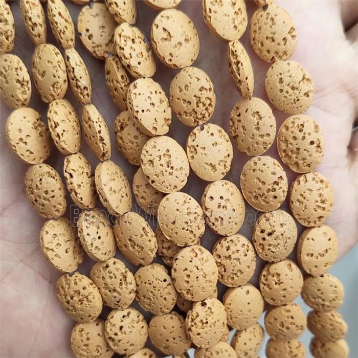 Rock Lava Oval Beads Orange Dye