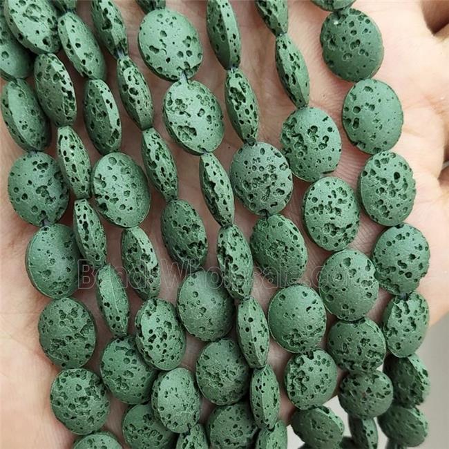 Rock Lava Oval Beads Green Dye