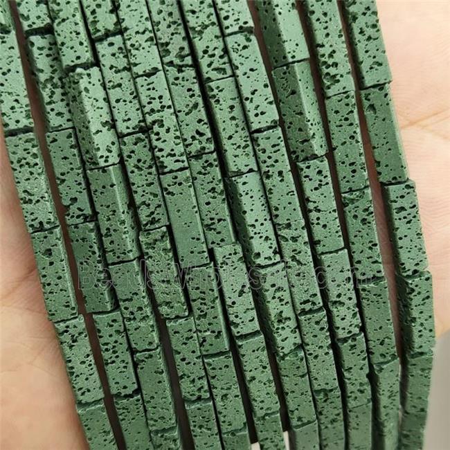 Rock Lava Tube Beads Green Dye