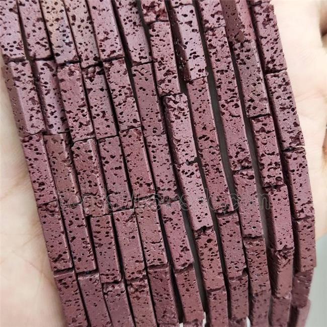 Rock Lava Tube Beads Maroon Red Dye
