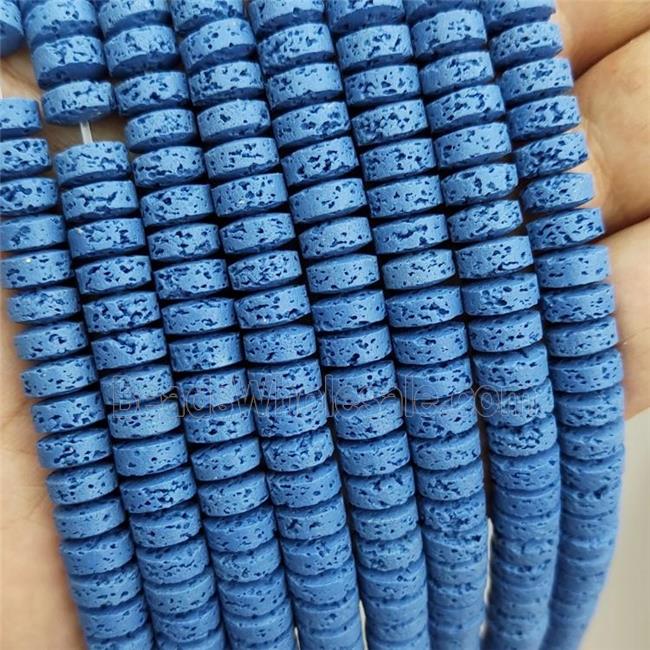 Rock Lava Heishi Beads Blue Dye