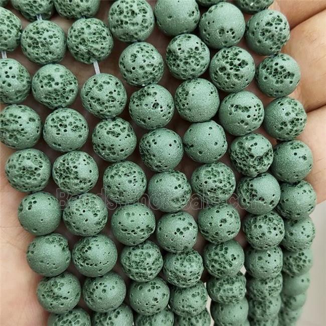 Rock Lava Round Beads Green Dye