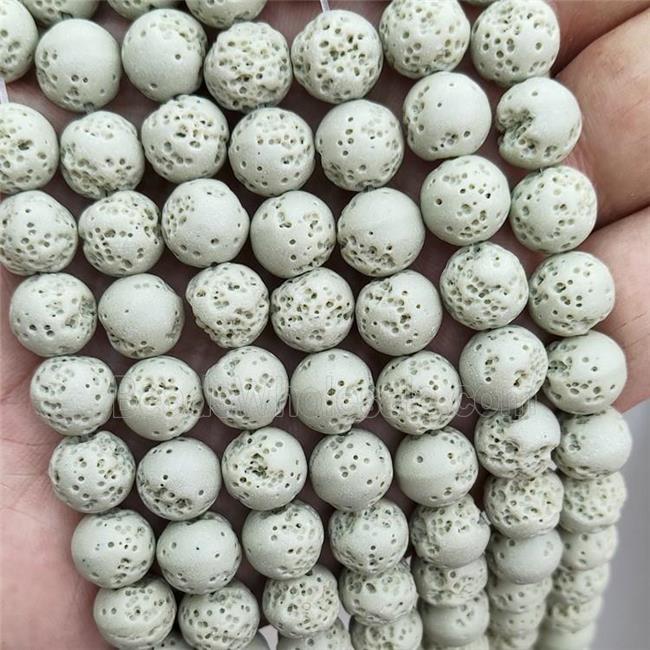 Rock Lava Round Beads Mint Green Dye