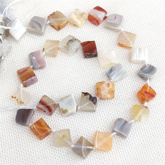 Natural Botswana Agate Beads Square Corner-Drilled Multicolor