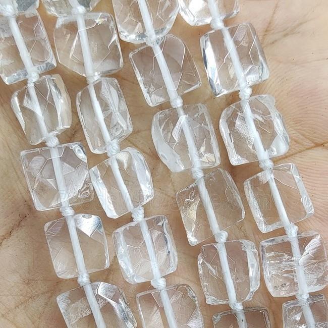 Natural Clear Quartz Beads Faceted Square