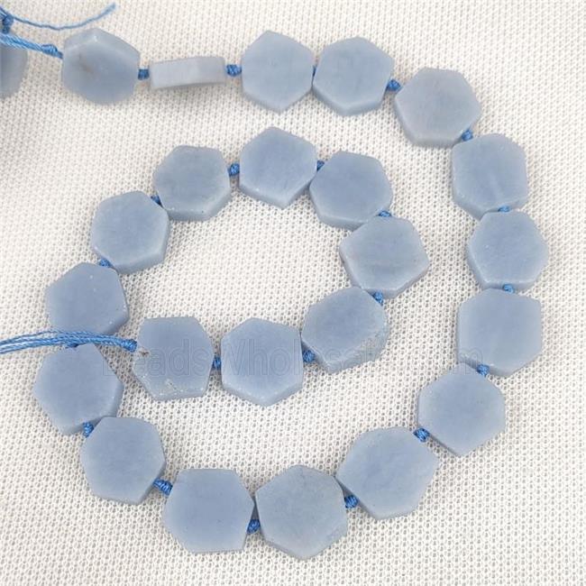 Natural Blue Angelite Beads Hexagon