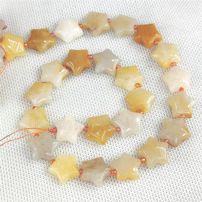 Natural Yellow Aventurine Star Beads