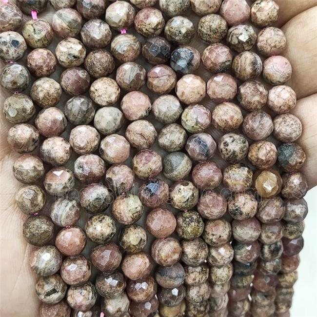 Natural Argentine Rhodochrosite Beads B-Grade Faceted Round