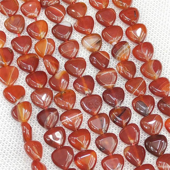 Natural Red Banded Agate Heart Beads Stripe