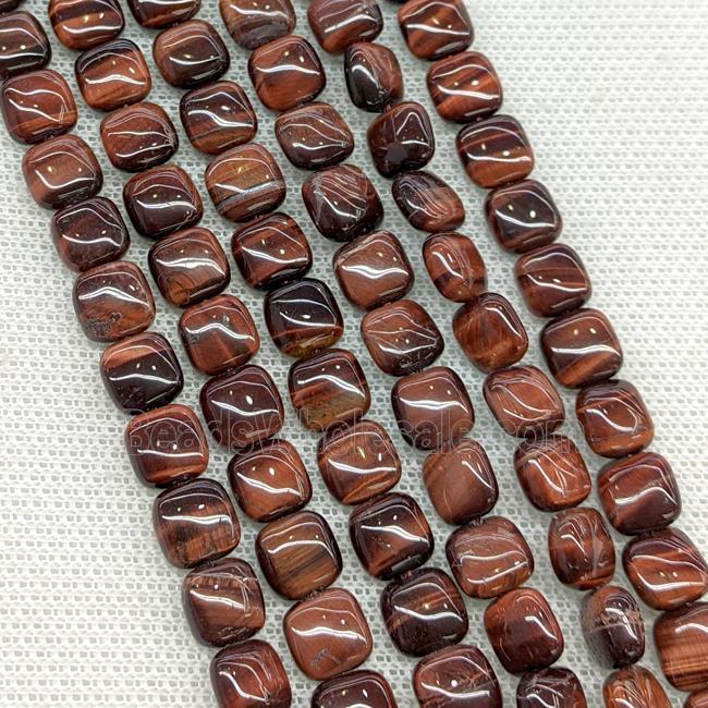 Natural Tiger Eye Stone Square Beads Red Dye