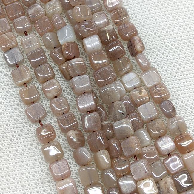 Natural Moonstone Square Beads Gray
