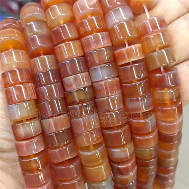 Natural Agate Heishi Spacer Beads Red Dye