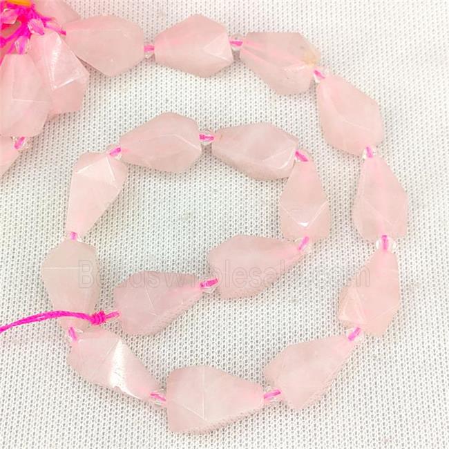 Natural Pink Rose Quartz Teardrop Pendant Faceted