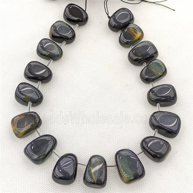 Tiger Eye Stone Teardrop Beads Topdrilled Inkblue