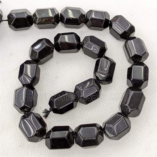 Natural Black Obsidian Beads Faceted Column
