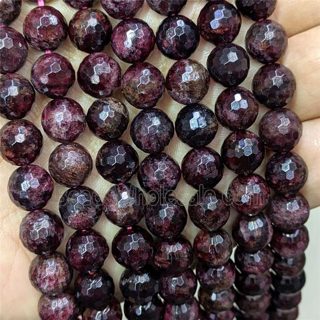 Natural Garnet Beads DarkRed Dye Faceted Round