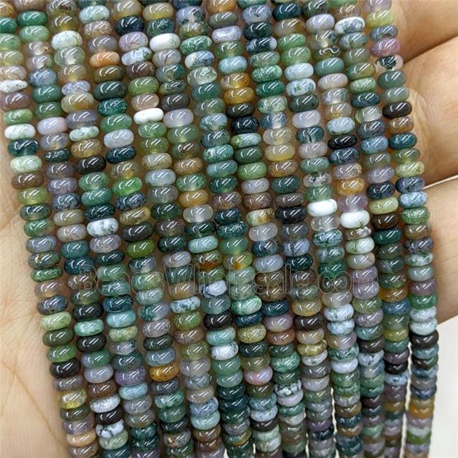 Natural Inidan Agate Beads Green Smooth Rondelle
