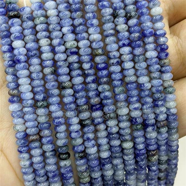 Natural Blue Dalmatian Jasper Beads Smooth Rondelle