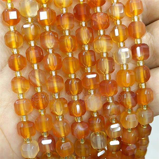 Natural Agate Beads Red Dye Faceted Cube
