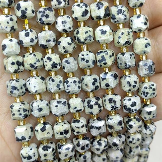 Natural Black Dalmatian Jasper Beads Faceted Cube