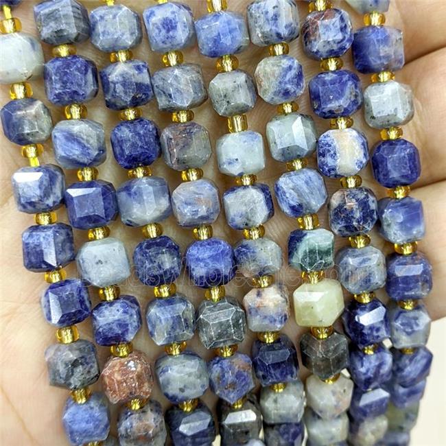 Natural Blue Sodalite Beads Faceted Cube
