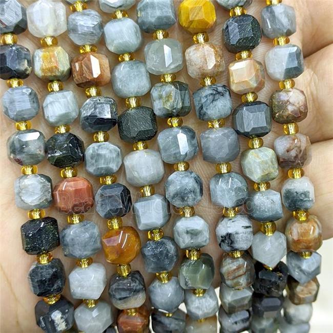 Natural Hawkeye Stone Beads Eagle Faceted Cube