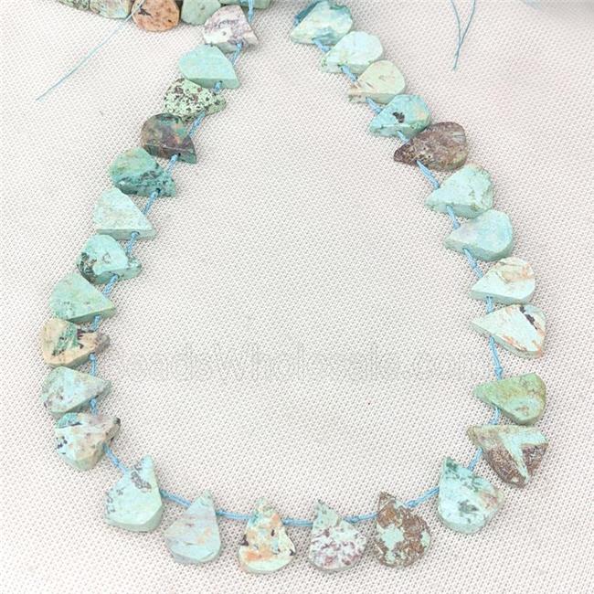 Natural Peruvian Turquoise Beads Teal Teardrop Topdrilled