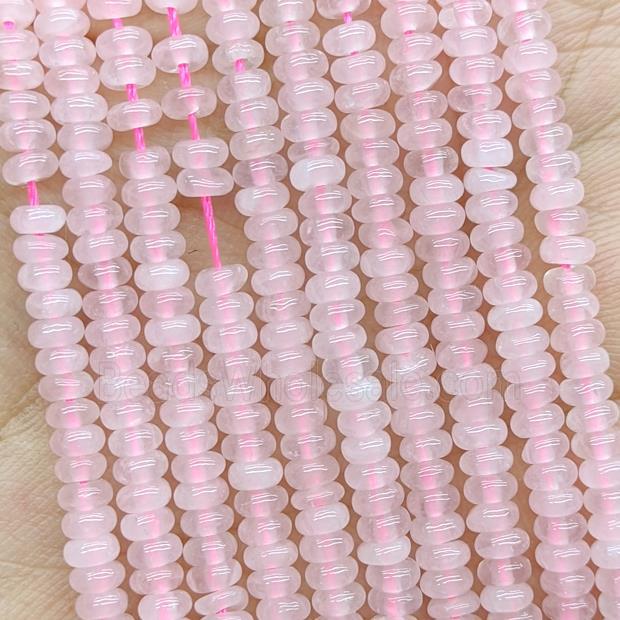 Natural Pink Rose Quartz Beads Smooth Rondelle