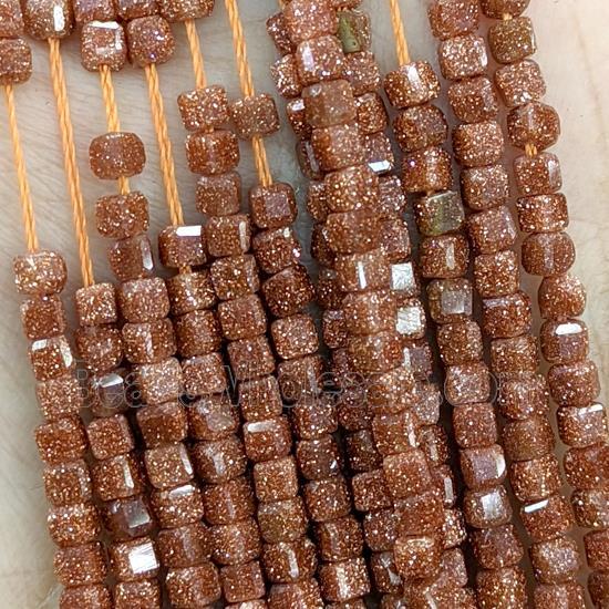 Gold Sandstone Cube Beads Faceted