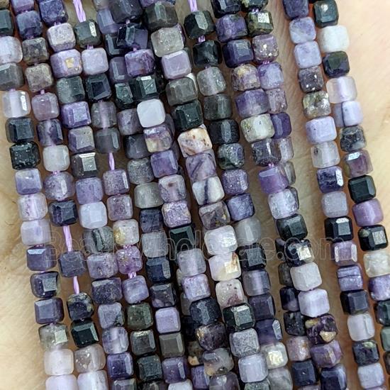 Natural Purple Jasper Beads Faceted Cube